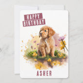 春ビーズパピー誕生日カード シーズンカード (正面)