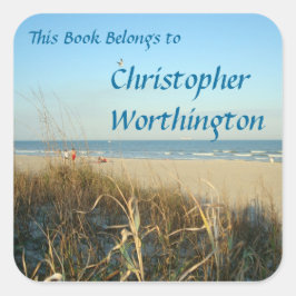 春ビーチシーンNo.3蔵書票 スクエアシール