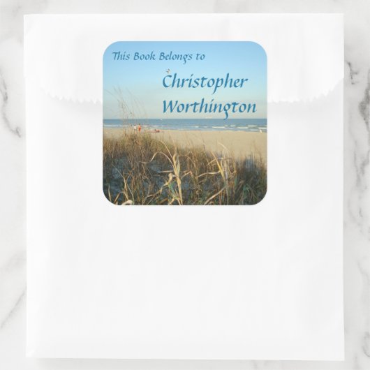 春ビーチシーンNo.3蔵書票 スクエアシール (バッグ)