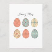 春ビーブ – イースターカードとフローラパターン（の模様が）あるE シーズンポストカード (正面)
