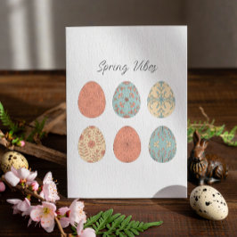 春ビーブ – イースターカードとフローラパターン(の模様が)あるE シーズンポストカード