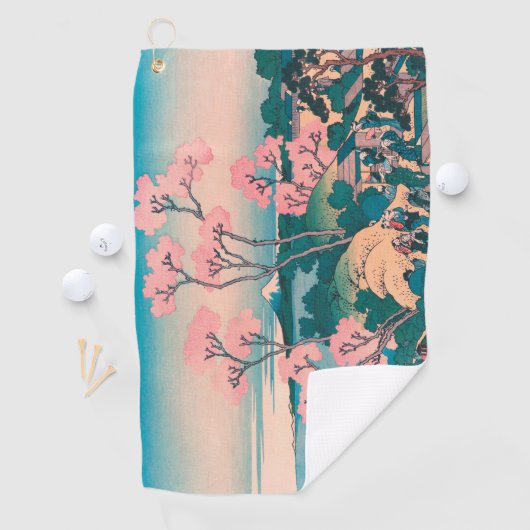 春ピクニックアンダーさくらんぼツリーフラワーズ山富士 ゴルフタオル (インサイチュ)