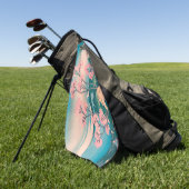 春ピクニックアンダーさくらんぼツリーフラワーズ山富士 ゴルフタオル (グリーン)