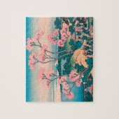 春ピクニックアンダーさくらんぼツリーフラワーズ山富士 ジグソーパズル (縦)