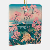 春ピクニックアンダーさくらんぼツリーフラワーズ山富士 セラミックオーナメント (右)