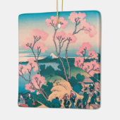 春ピクニックアンダーさくらんぼツリーフラワーズ山富士 セラミックオーナメント (左)