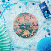 春ピクニックアンダーさくらんぼツリーフラワーズ山富士 ペーパープレート (パーティー)