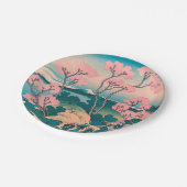 春ピクニックアンダーさくらんぼツリーフラワーズ山富士 ペーパープレート (アングル)