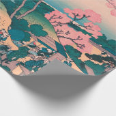 春ピクニックアンダーさくらんぼツリーフラワーズ山富士 ラッピングペーパー (角)