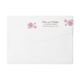 春ピンクさくらんぼの花。フローラ差出人住所 ラップアラウンドラベル