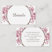 春ピンクさくらんぼの花。結婚詳細 エンクロージャーカード (正面/裏面)
