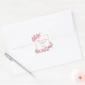 春ピンクさくらんぼブロッサムフローラ誕生日 スクエアシール (封筒)