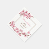 春ピンクさくらんぼブロッサムフローラ誕生日 スタンダードカクテルナプキン (角)