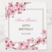 春ピンクさくらんぼブロッサムフローラ誕生日 ワインラベル (シングルラベル)