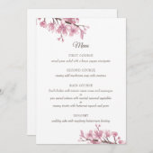 春ピンクさくらんぼ花。フローラ結婚のメニュー メニュー (正面/裏面)