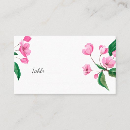 春ピンクさくらんぼ花。フローラ プレイスカード (正面)