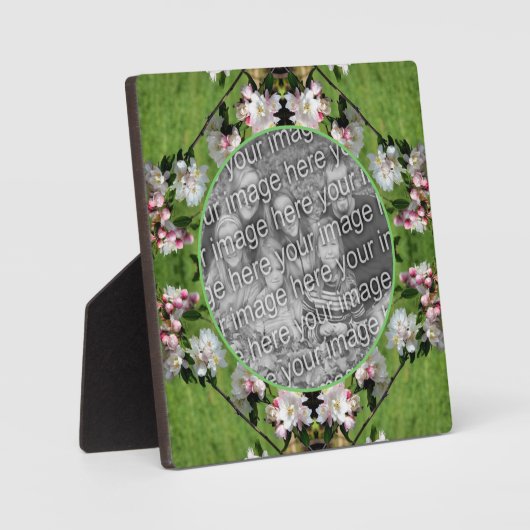 春ピンクと白の花が写真を追加 フォトプラーク (正面)