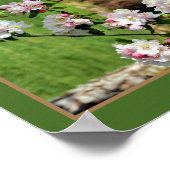 春ピンクと白の花の抽象芸術 ポスター (角)