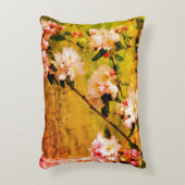 春ピンクと白の花グランジの抽象芸術 アクセントクッション (正面(垂直))