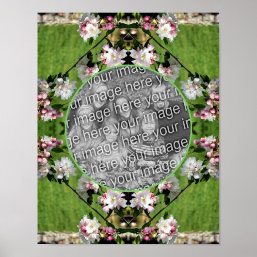 春ピンクと白の花自分の写真を追加 ポスター (正面)