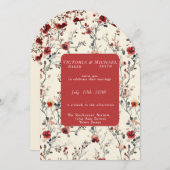 春ピンクと赤の花 招待状 (正面/裏面)