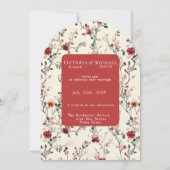 春ピンクと赤の花 招待状 (正面)