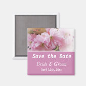 春ピンクのさくらんぼの花は日付結婚を保存 マグネット (正面/裏面)