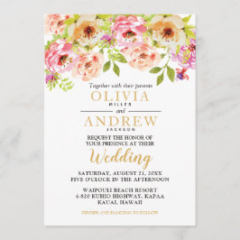 春ピンクのオレンジ色の水色の花 | 結婚s 招待状