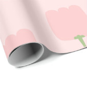 春ピンクのチューリップ花花の花柄 ラッピングペーパー (ロールコーナー)