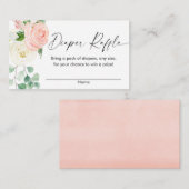 春ピンクのフローラグリーンベビーシャワーおむつラッフル エンクロージャーカード (正面/裏面)