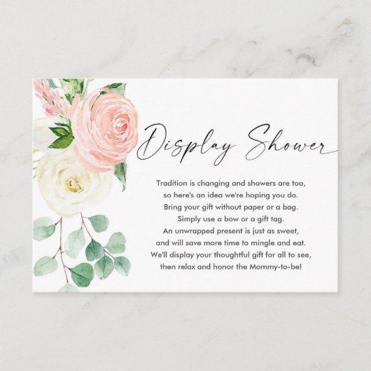 春ピンクの白いフローラの緑の表示シャワー エンクロージャーカード (正面)