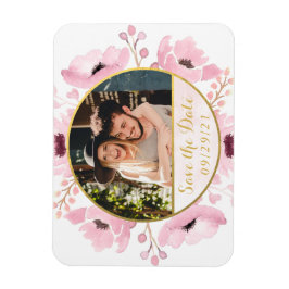 春ピンクウォーターカラーフローラ保存日付 マグネット