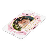 春ピンクウォーターカラーフローラ保存日付 マグネット (左側)