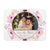 春ピンクウォーターカラーフローラ保存日付 マグネット (横)
