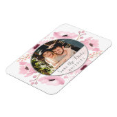 春ピンクウォーターカラーフローラ保存日付 マグネット (左側)