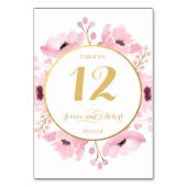 春ピンクウォーターカラーフローラ結婚ズコレクション テーブルナンバー (正面)