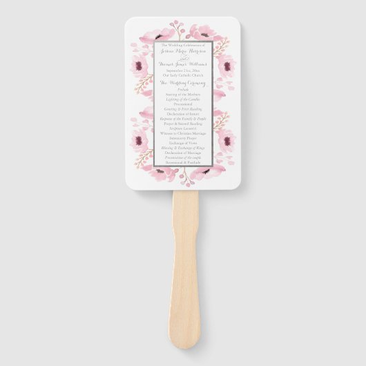 春ピンクウォーターカラーフローラ結婚ズコレクション ハンドファン (正面)