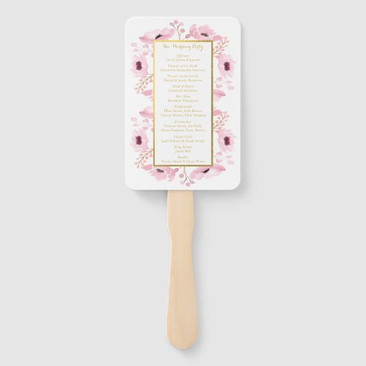 春ピンクウォーターカラーフローラ結婚ズコレクション ハンドファン (裏面)