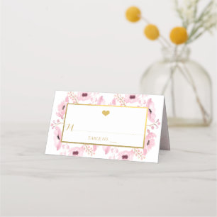 春ピンクウォーターカラーフローラ結婚ズコレクション プレイスカード