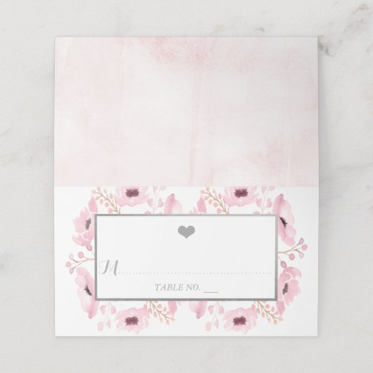 春ピンクウォーターカラーフローラ結婚ズコレクション プレイスカード (外部開封)