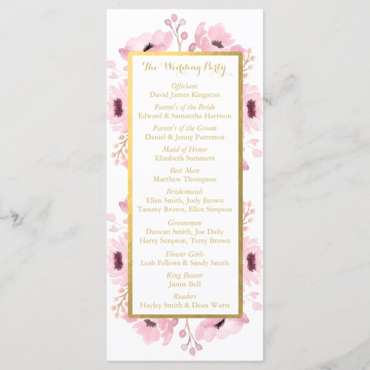 春ピンクウォーターカラーフローラ結婚ズコレクション プログラム (裏面)