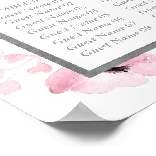 春ピンクウォーターカラーフローラ結婚ズコレクション ポスター (角)