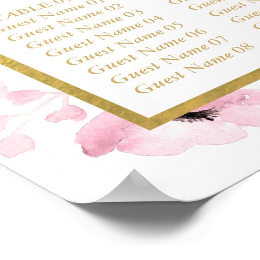 春ピンクウォーターカラーフローラ結婚ズコレクション ポスター (角)