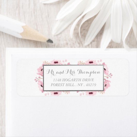 春ピンクウォーターカラーフローラ結婚ズコレクション ラベル (インサイチュ)