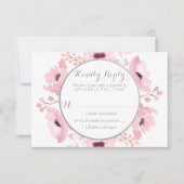 春ピンクウォーターカラーフローラ結婚ズコレクション 出欠カード (正面)