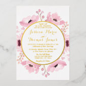 春ピンクウォーターカラーフローラ結婚ズコレクション 箔招待状 (正面)