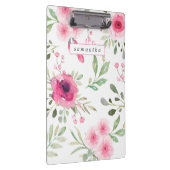 春ピンクウォーター色フローラ パーソナライズされた クリップボード (右)