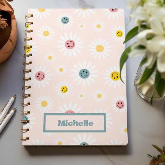 春ピンクカラフル抽象芸術カスタムヴィンテージ ノートブック