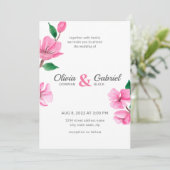 春ピンクガーデンデリケートさくらんぼ結婚ブロッサム 招待状 (スタンド正面)