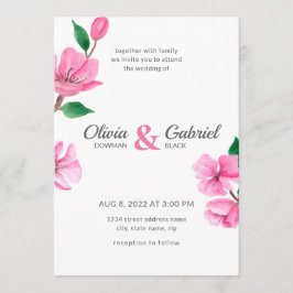 春ピンクガーデンデリケートさくらんぼ結婚ブロッサム 招待状